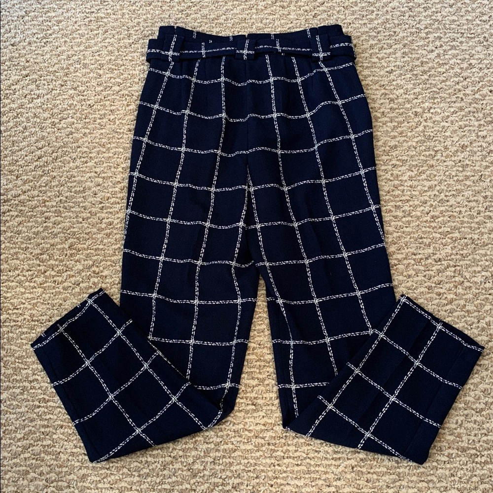 Express Navy and White Checkered High Rise Ankle Pant. - Picture 5 of 7